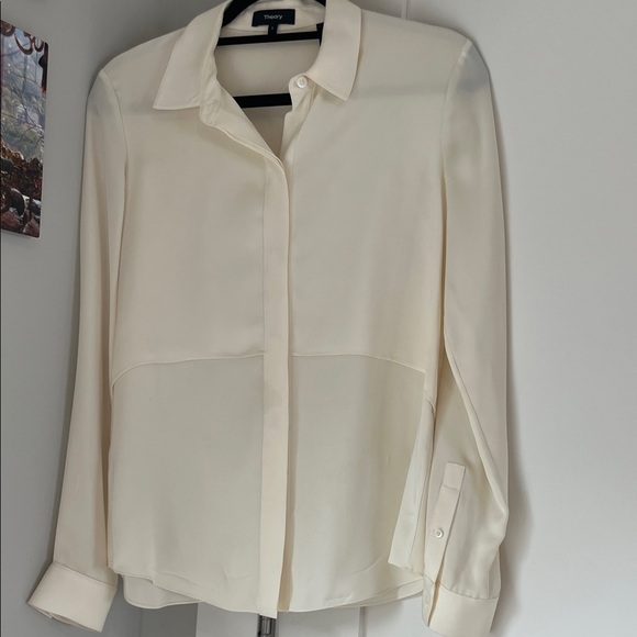 Theory Ivory Silk Blend Top - Picture 1 of 5